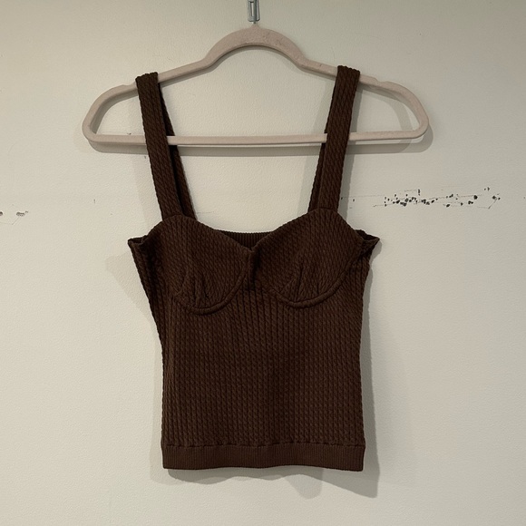 Danielle Bernstein by WeWoreWhat Brown Cable Knit Tank Top - Picture 5 of 8